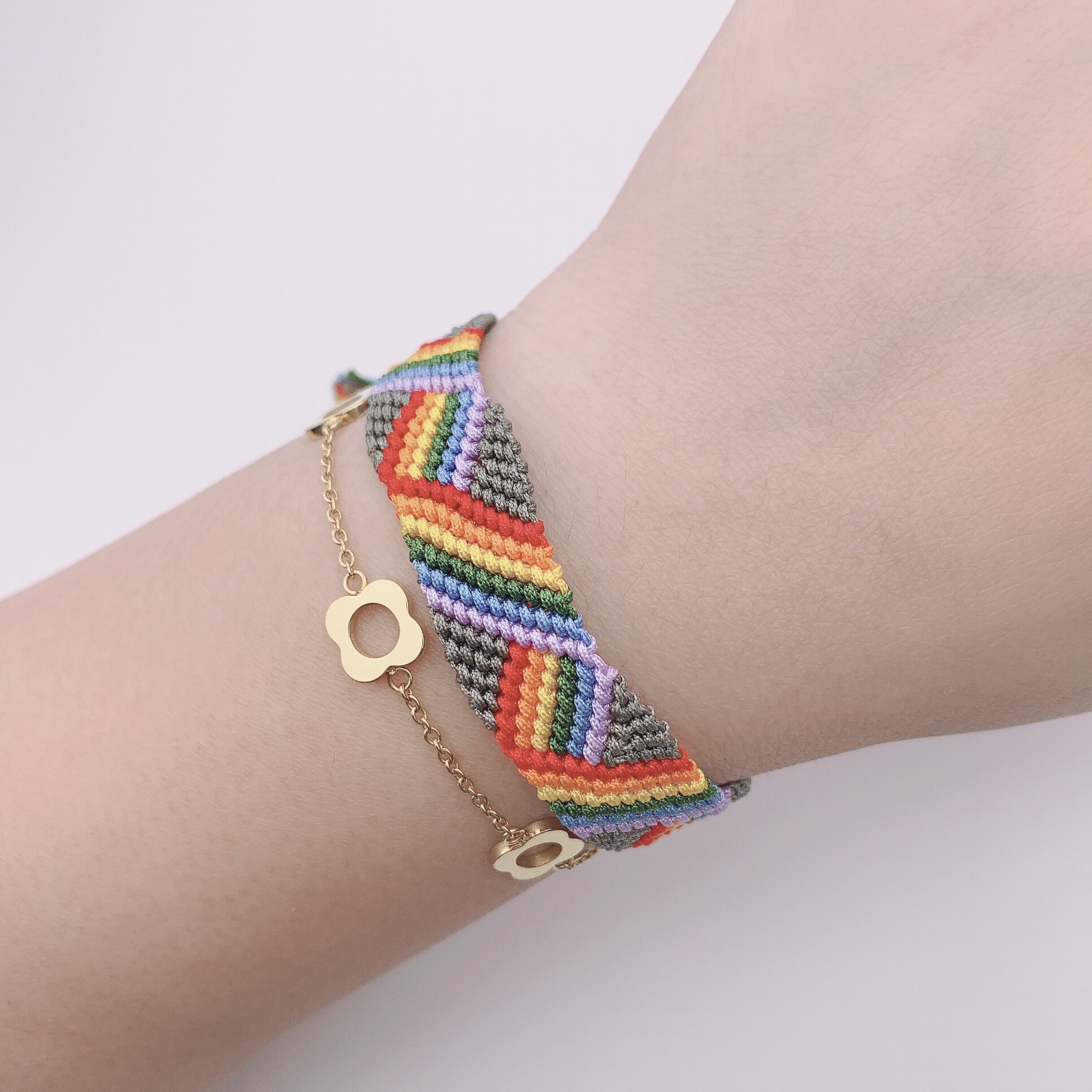 俞作彩虹玉线礼物心意闺蜜情侣手链自编作手手链