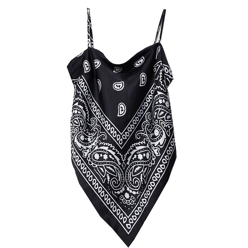 gillann美式辣妹复古炸街腰果花吊带背心女外穿夏季短款露背上衣