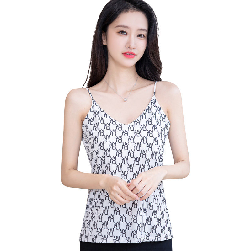 吊带美背背心女内夏季新款性感印花法式外穿背心吊带