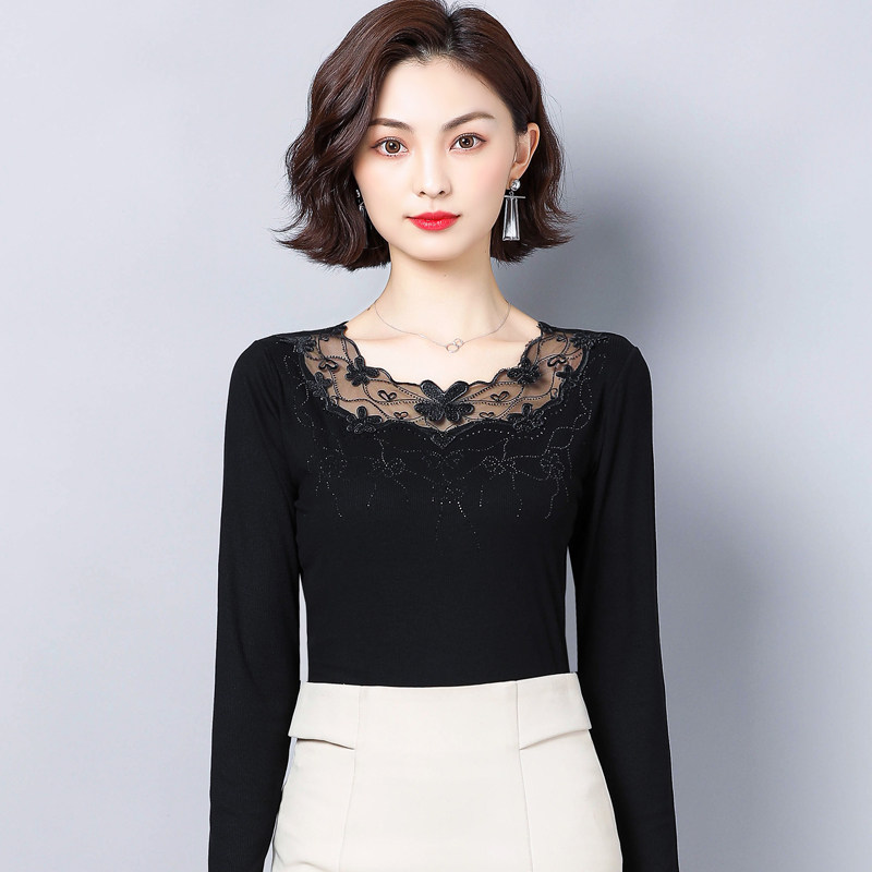 新款低领莫代尔打底衫女春秋秋装气质小衫洋气t恤