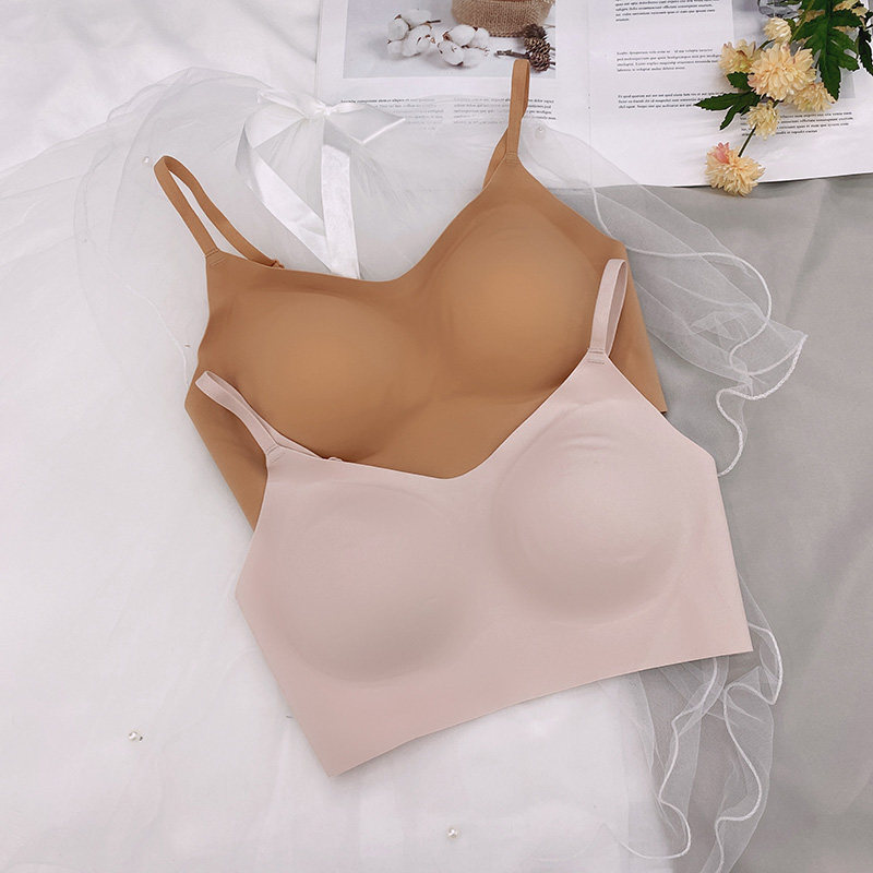 日本安心无痕抹胸免穿文胸纯色走光小胸加厚抹胸