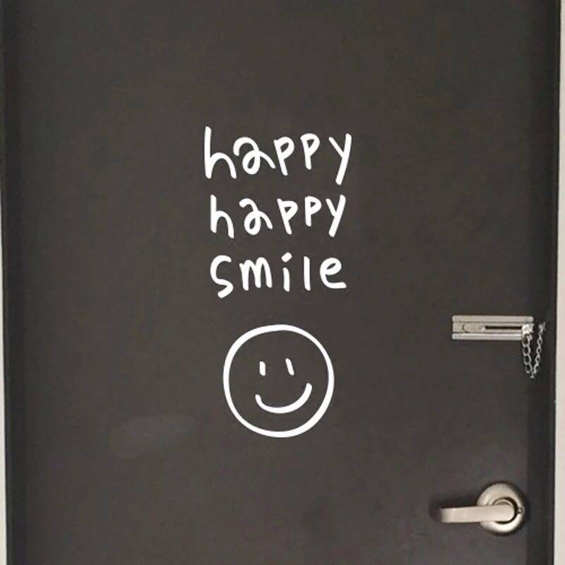 许北生smile笑脸玻璃推门贴纸卫生间淋浴防撞提示墙贴