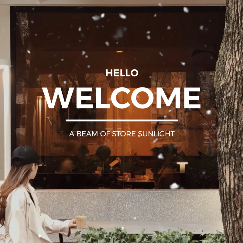 welcome欢迎光临服装店英文玻璃门贴纸防撞咖啡店橱窗装饰墙贴