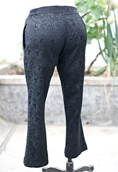 原创设计超有范儿黑提花小微喇九分吊脚裤 小脚裤 微醺