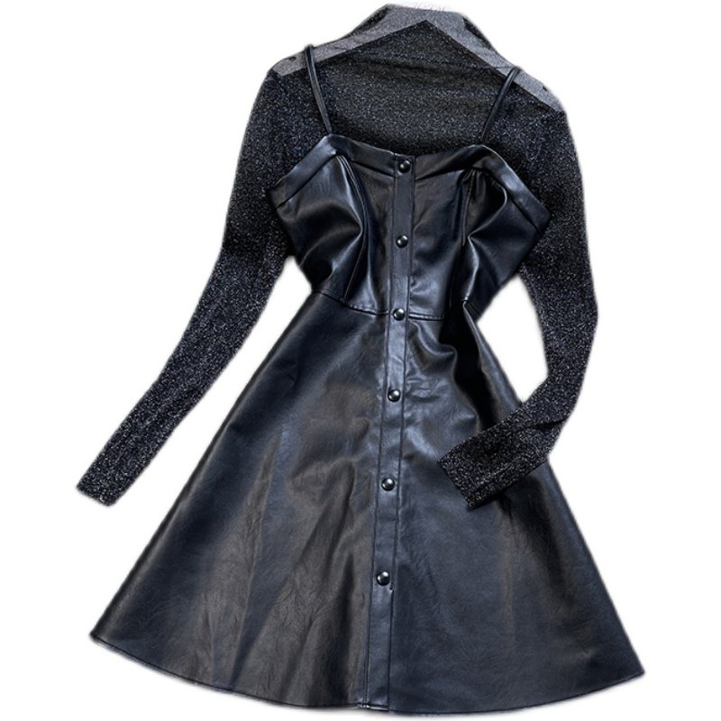 女装欧货2022新款春秋套装气质女神范皮裙时尚时尚套装