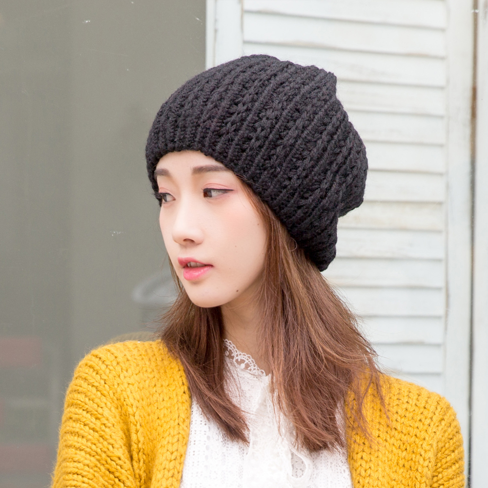 帽子新款毛线子女冬天韩版贝雷帽针织手工可爱帽子