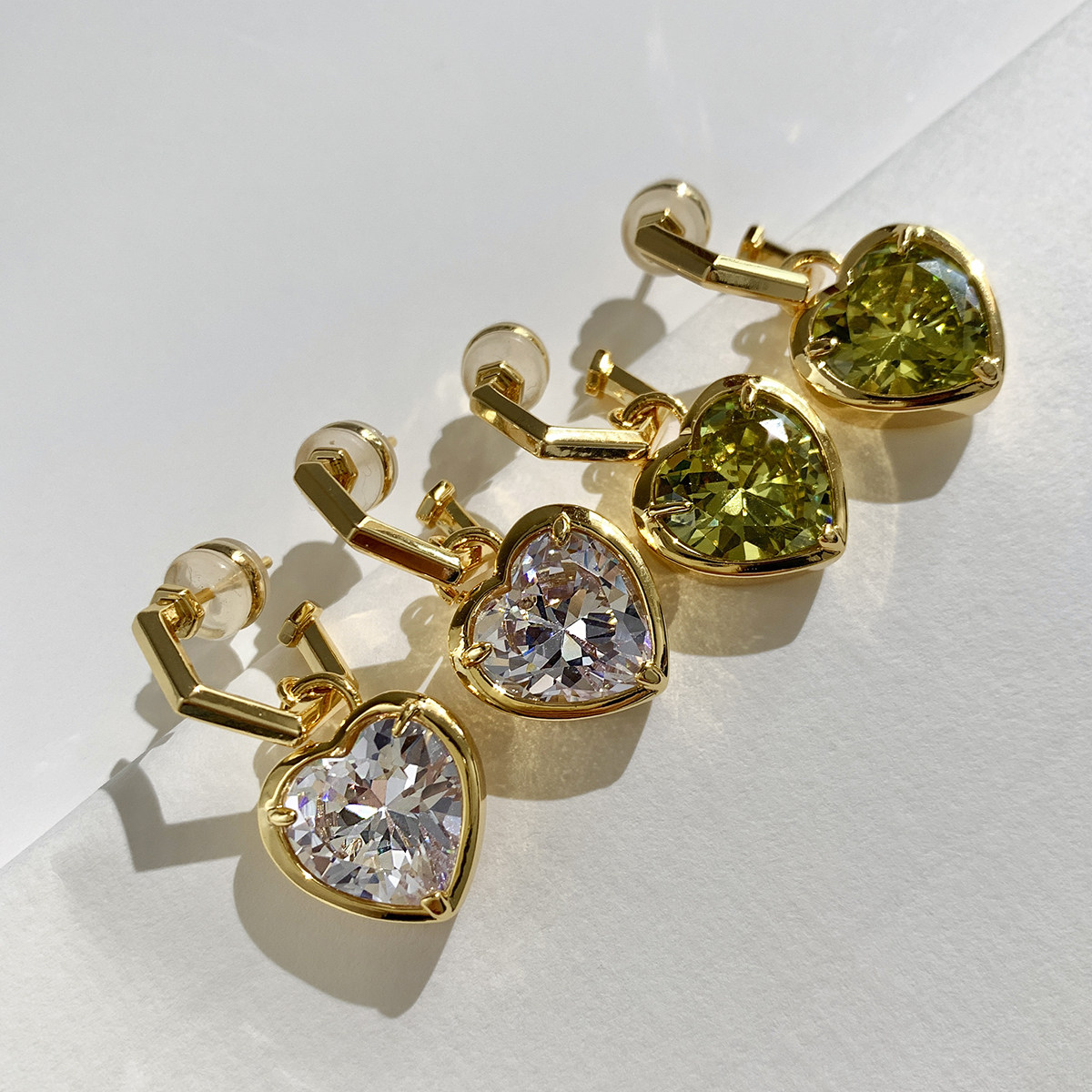 boonee爱心宝耳饰耳环银针s925耳钉宝石爱心冷淡耳环