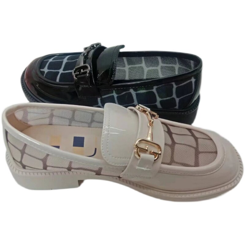 巨日2022春夏新款女鞋透气网纱舒适软皮流行单鞋