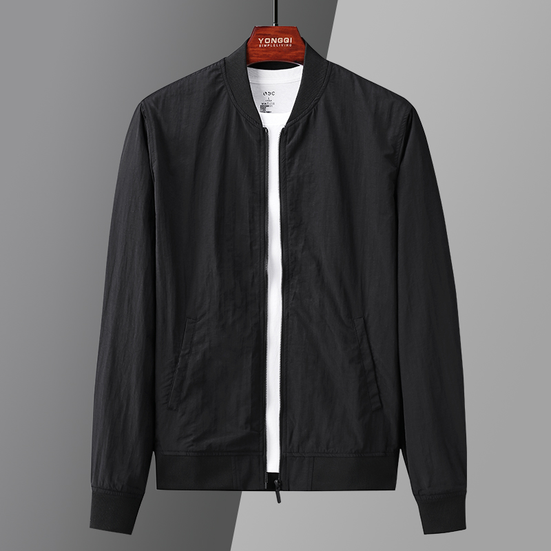 男士外套春秋款棒球领薄款单层宽松夹克男潮休闲秋装上衣大码男装