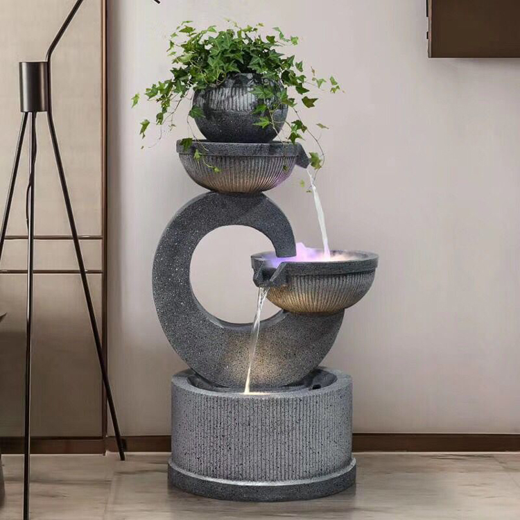 喷泉新款几何形流水加湿器简约现代家居装饰摆件礼品摆件