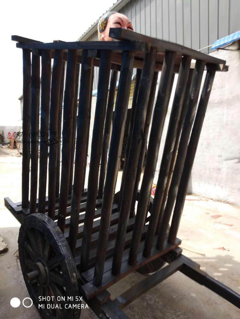 景区展览道具囚笼囚车木质马车推车犯人刑具更多舞蹈配饰