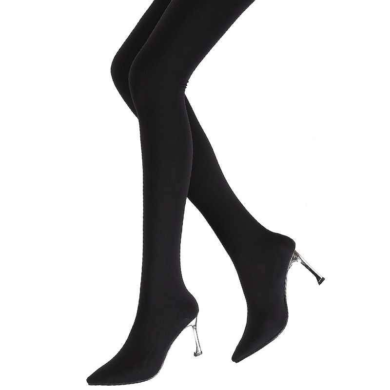 连裤一体靴女过膝超长高跟丝袜细夏大腿反串时装靴