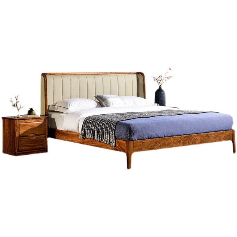 叶师傅乌金木轻奢北欧现代中式实木大床软靠18米主卧双人床