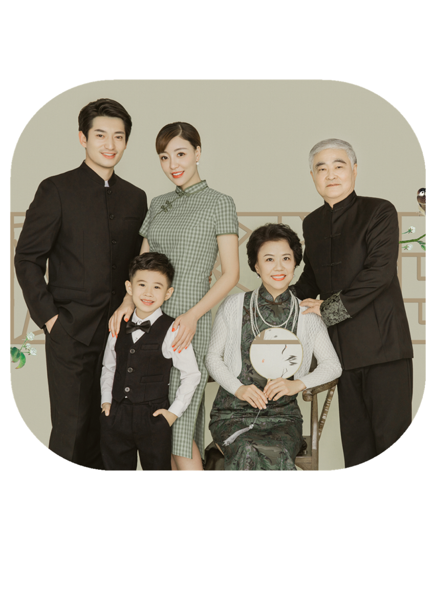 全家福摄影服装旗袍中山装复古民国国风6人工笔画儿童演出服