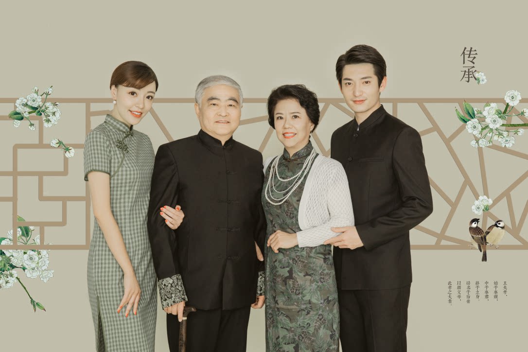 全家福摄影服装旗袍中山装复古民国国风6人工笔画儿童演出服