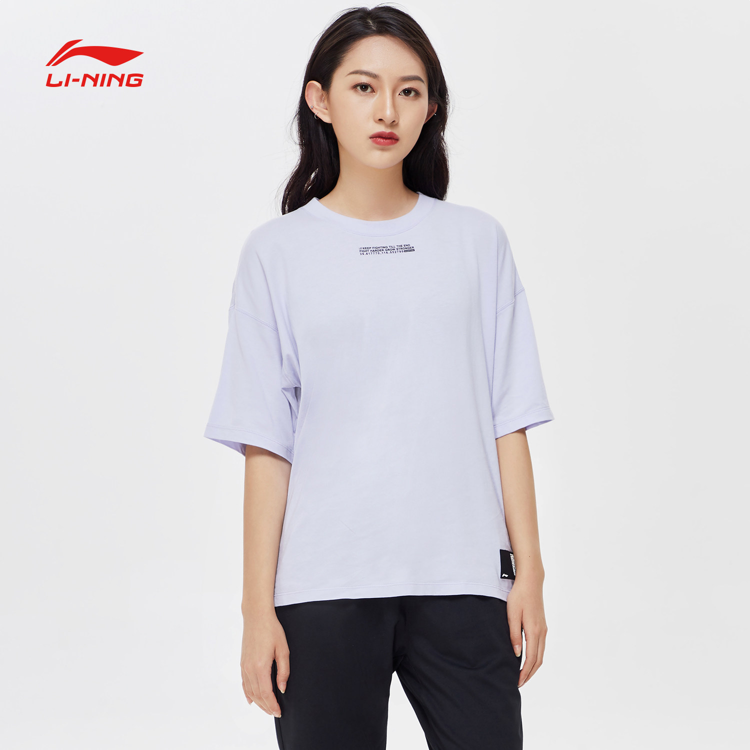 李宁短袖女士新款上衣圆领宽松女装夏季针织