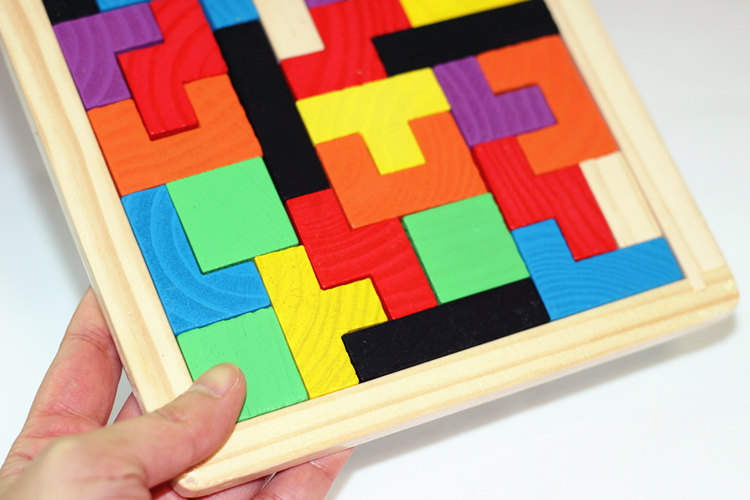 颜色方块积木拼图木制益智儿童玩具智力形状拼插拼图