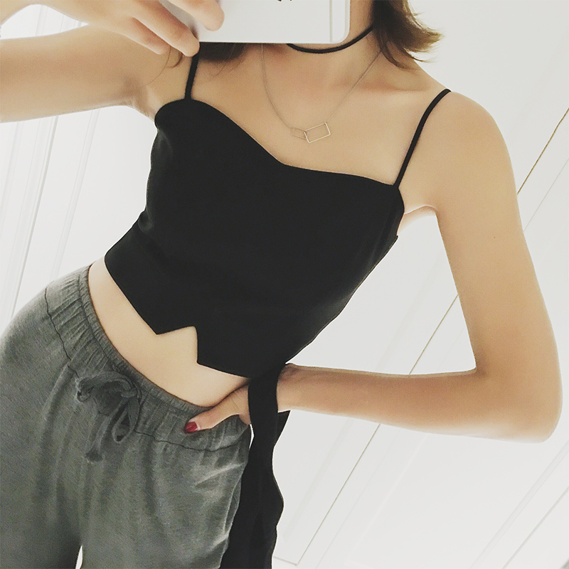 露脐xm吊带背心内搭女黑白色吊带女打底背心夏外穿短款性感吊带衫