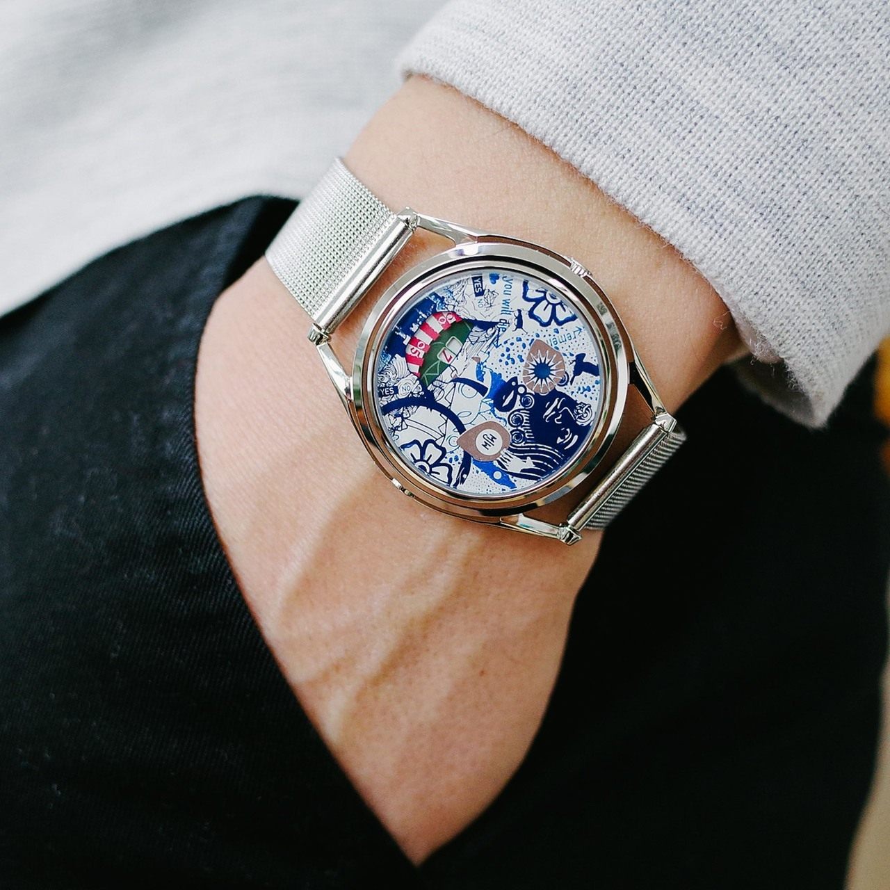 代购中性手表mrjoneswatches拼贴贴画骷髅表盘欧美腕表