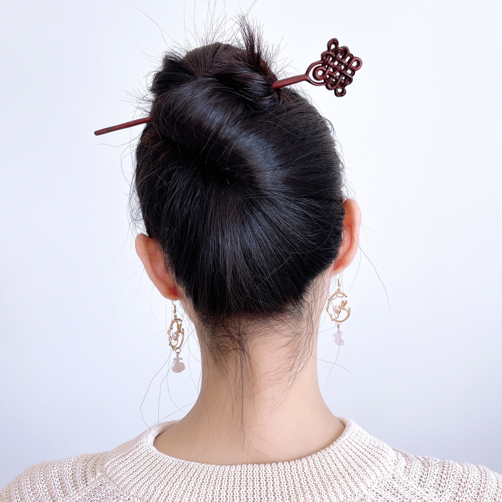 durianacc国风国潮中国结木质盘发发簪汉服丸子发饰