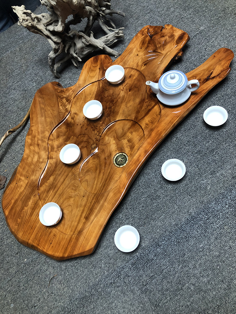 天然树根整块实木茶盘茶台茶海整体原木排水茶盘