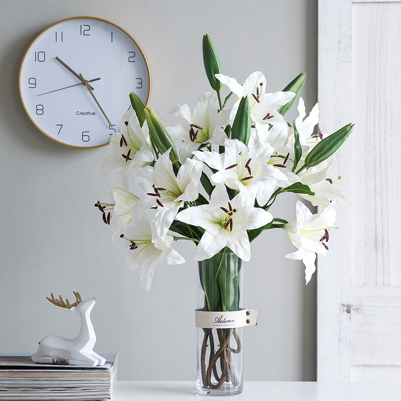 北欧小清新百合花仿真花送女生情人节礼物假花花瓶仿真花