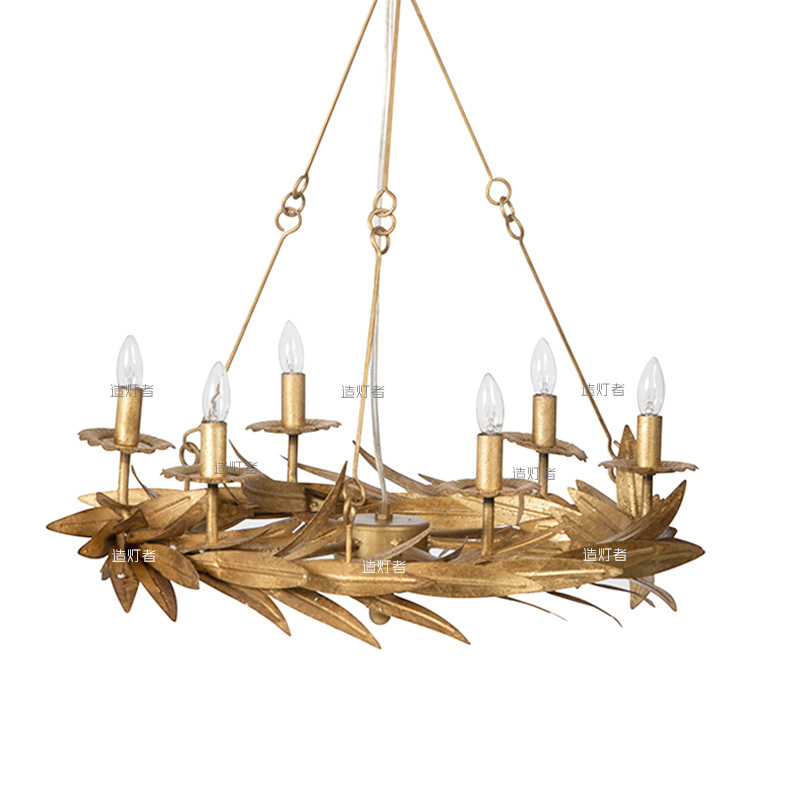 简约美式橄榄枝客厅吊灯餐厅大气卧室金色北欧客厅吊灯