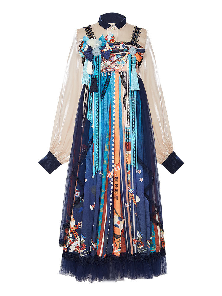 天机云锦喵呜国风连衣裙汉元素秋季6米摆云肩中华风民族服装