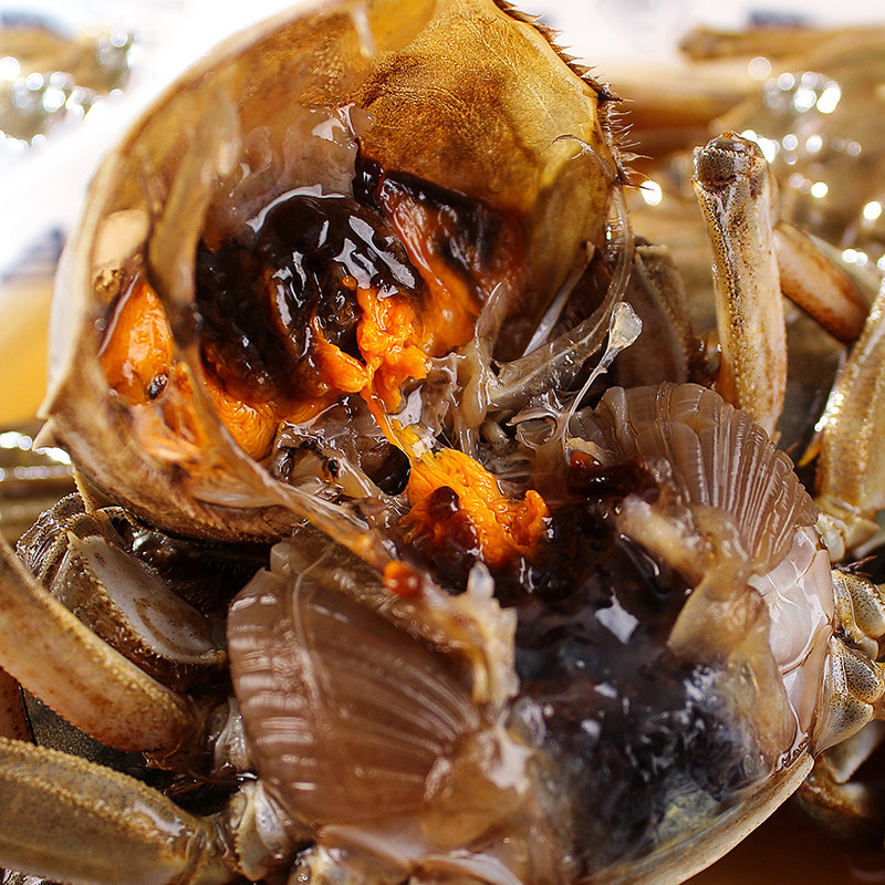 醉蟹螃蟹陆龙兄弟海诺河蟹1100g6只宁波风味开盖蟹类制品