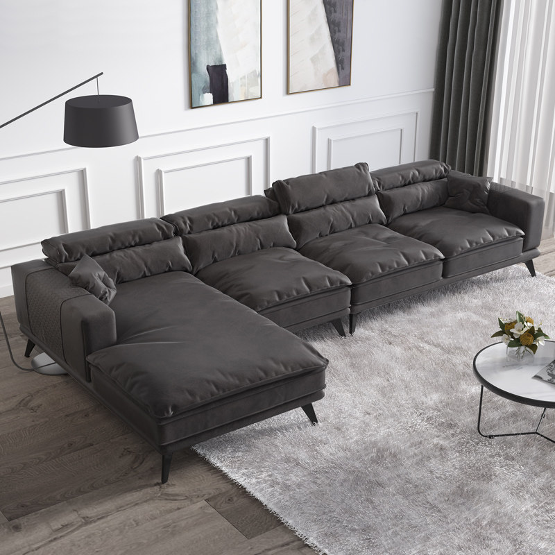 沙发免洗绒意布艺深色轻奢ins式极羽绒科技布艺沙发