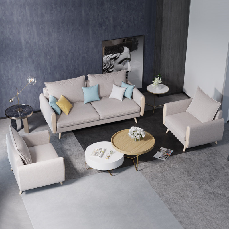 北欧小清新风格布艺沙发简约现代网红款小户型客厅布艺沙发