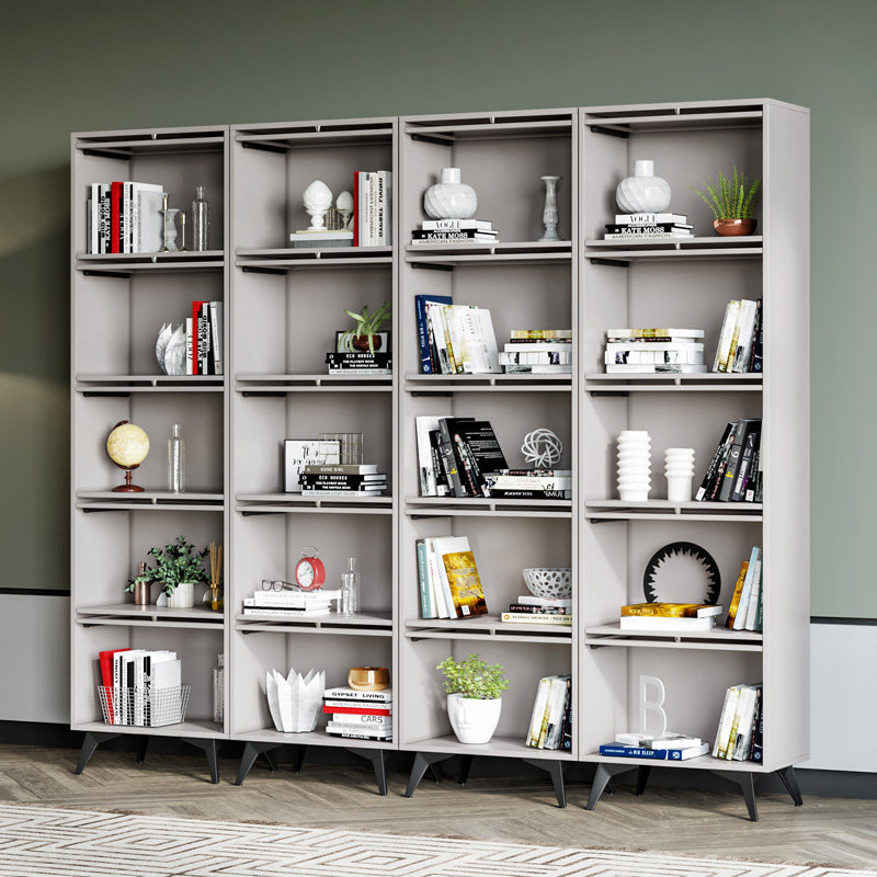 北欧简易展示柜一体靠墙收纳现代落地高柜储物柜组合书柜