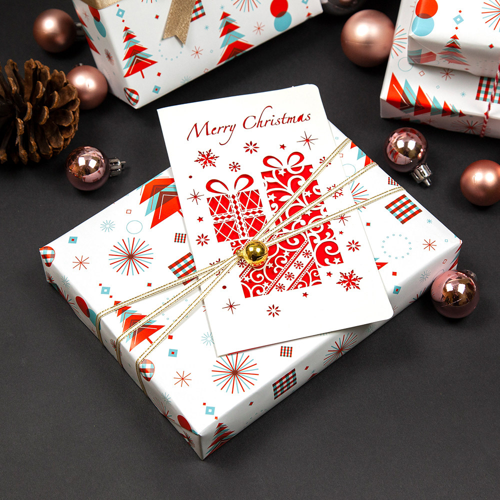 几何圣诞纸象公园原创设计圣诞节礼物礼盒包装纸包装纸