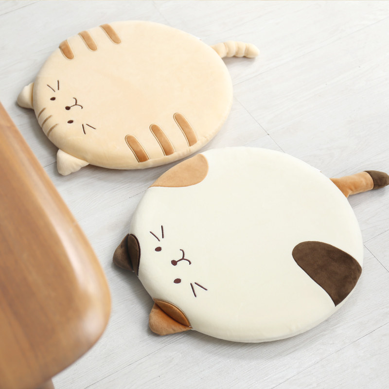 日本猫咪坐垫办公室椅垫加厚学生屁股垫家用圆形电脑椅垫圣诞礼物