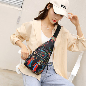 2024 ໃຫມ່ແມ່ຍິງ Oxford Cloth Bag Ethnic Print Small Chest Bag Women Bag Casual Versatile Crossbody Bag Backpack Women