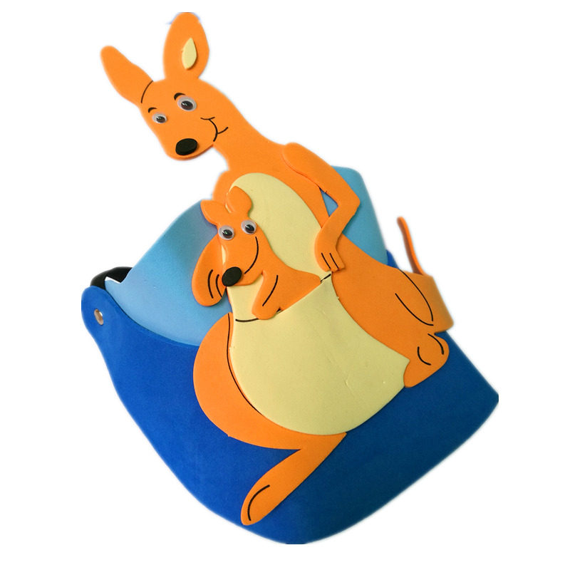 母子袋鼠头饰帽子纪念品动物头套面具幼儿园儿童聚会装饰帽子