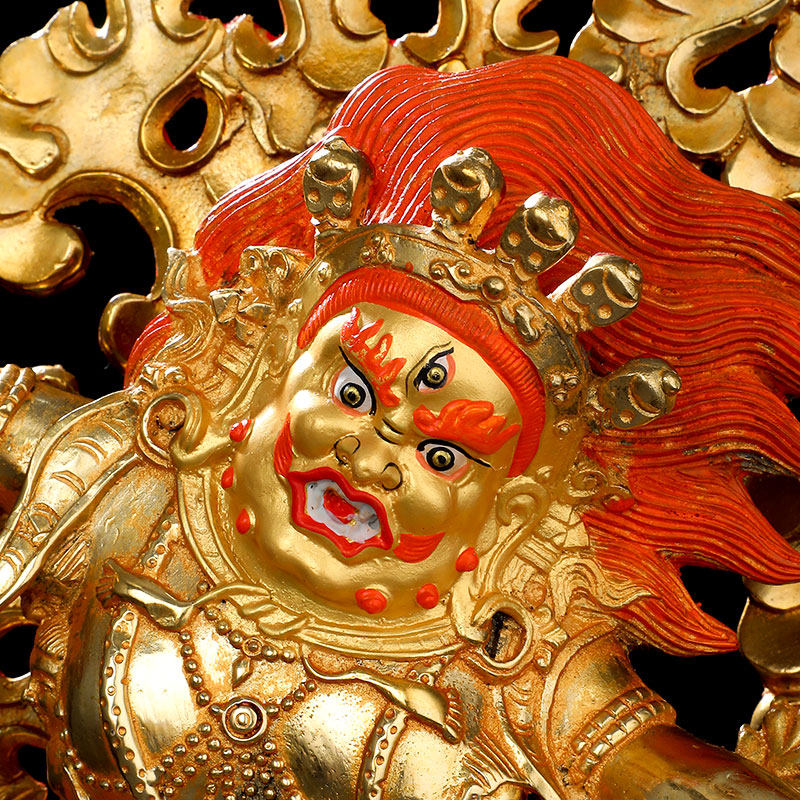 莲师忿怒佛像密宗纯铜全鎏10寸居家供奉佛台摆件