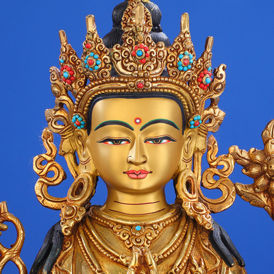 清仓结缘大藏禅饰全鎏金四臂观音10寸藏传密宗佛教佛像摆件