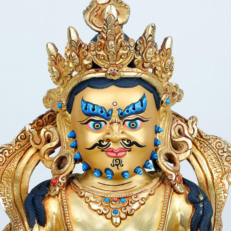 佛像黄财神财神纯铜精工全鎏金尼尼泊尔手工居家摆件