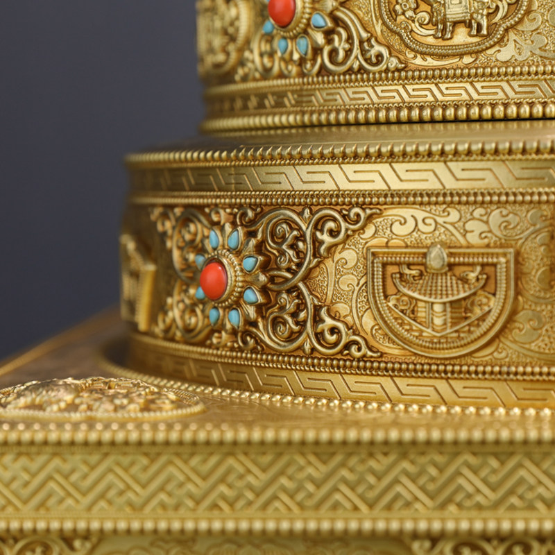 曼扎盘西藏托盘曼达八吉祥摆件佛堂供修曼茶37堆藏族曼扎盘