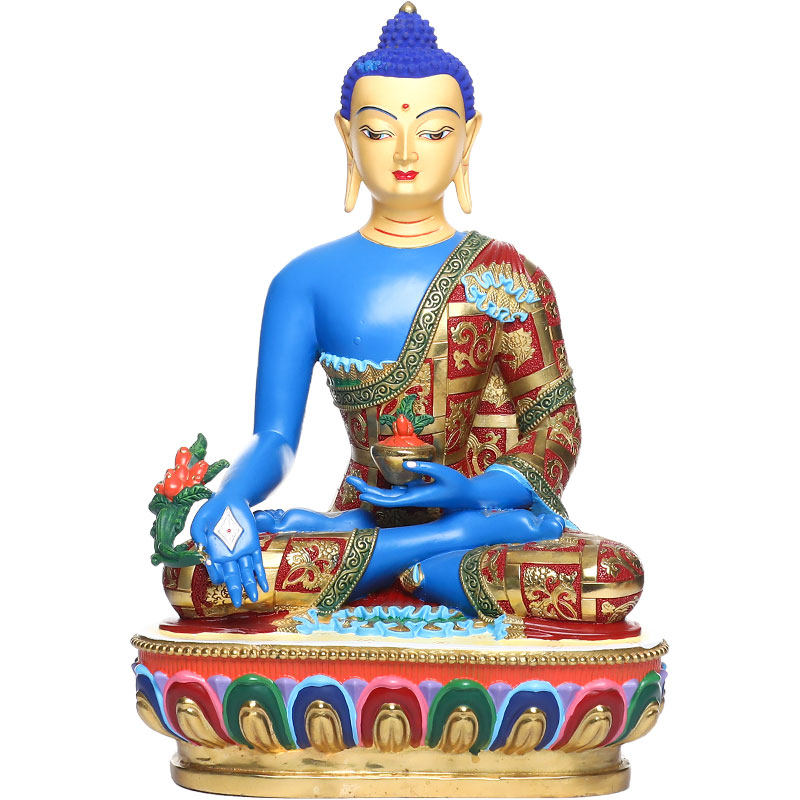 药师佛像纯铜密宗居家供奉手工彩绘家用琉璃光摆件