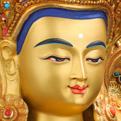 地藏王菩佛像摆件纯铜尼泊尔工艺全鎏金居家供奉地藏菩萨10寸背光