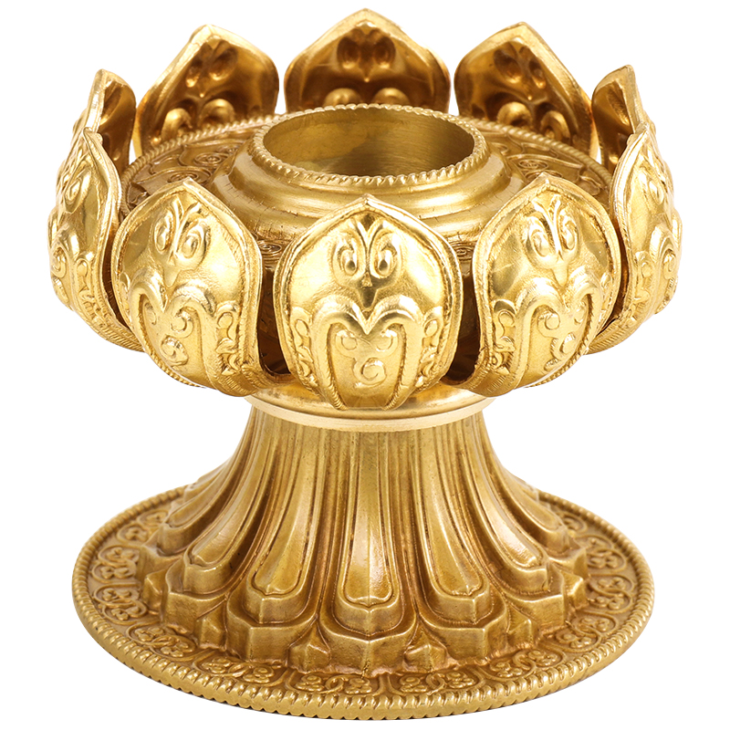 手摇底座莲花纯铜雕花藏传佛教用品密宗摆件转经筒摆件