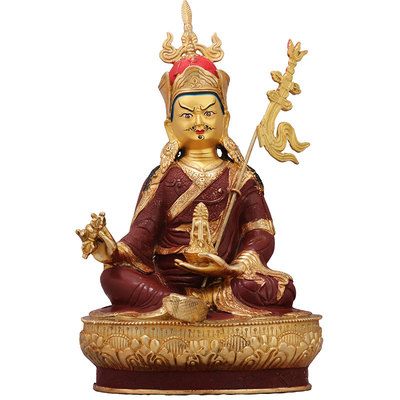 纯铜莲花生大士莲师西藏佛教仿尼泊尔半鎏金密宗神佛像摆件1尺