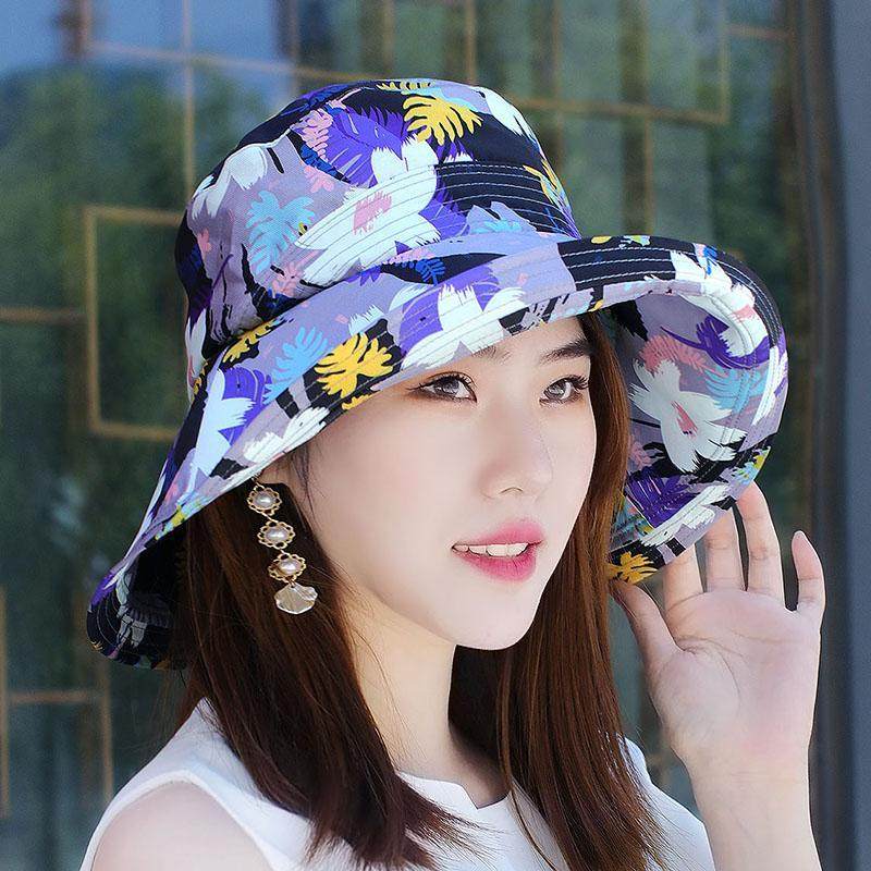 新款春夏女帽韩版盆帽亮印花渔夫时装盆帽布帽帽子