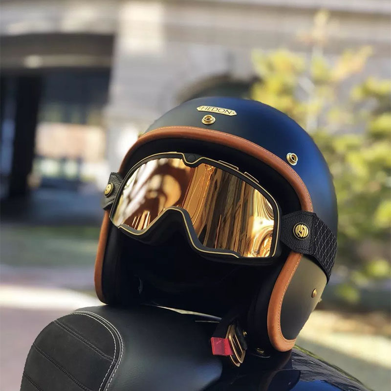 英国正品hedon黑豆头盔vespa摩托车碳纤维复古哈雷摩托车头盔