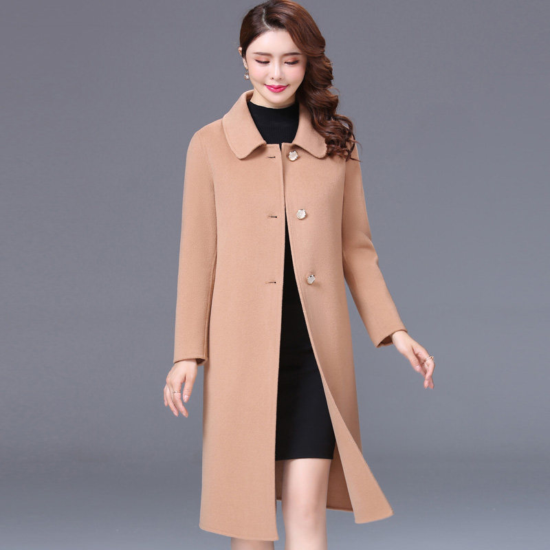 妈妈羊绒大衣女高高端双面呢子中长2020新款毛呢外套