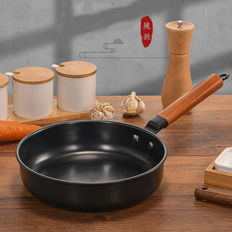 涂层铸铁平底锅家用多功能煎锅不粘锅牛排煎炒炒锅煎锅