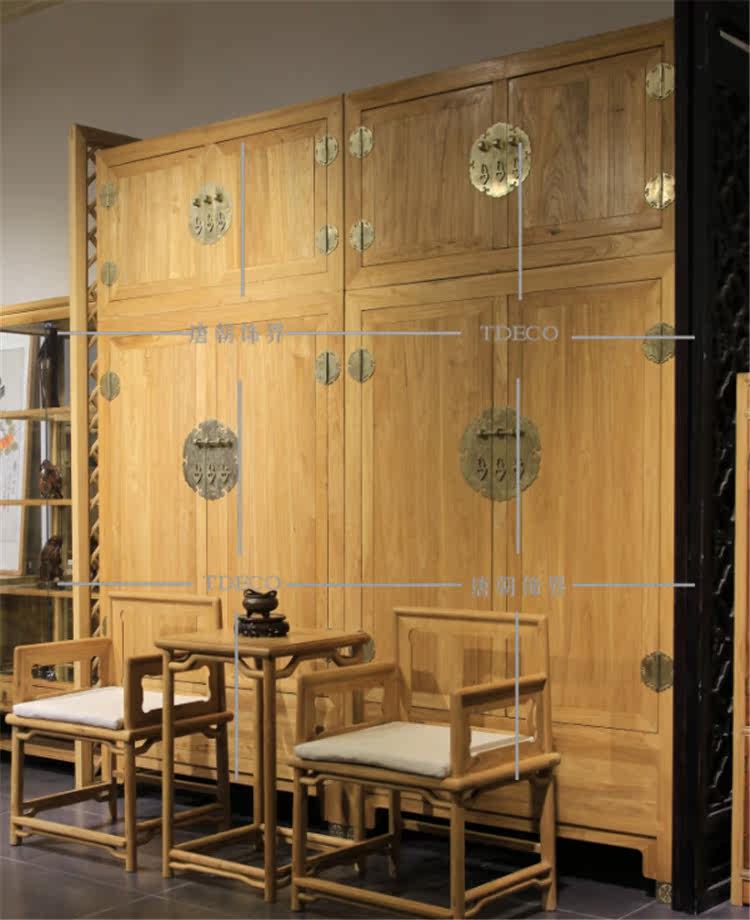 唐朝饰界禅茶家具新中式中式实木衣柜免漆榆木箱柜顶箱柜