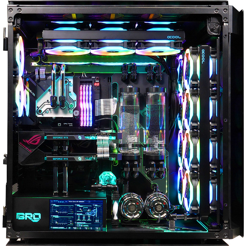 bro定制保时捷主题美商海盗船1000d分体水冷i912900k电脑diy兼容机